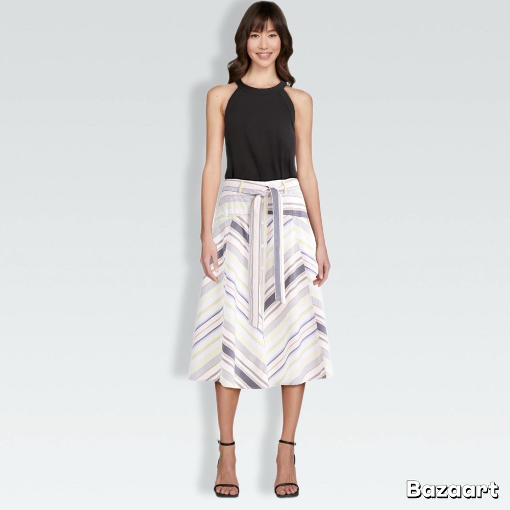 NWT Belted Cotton Midi Skirt